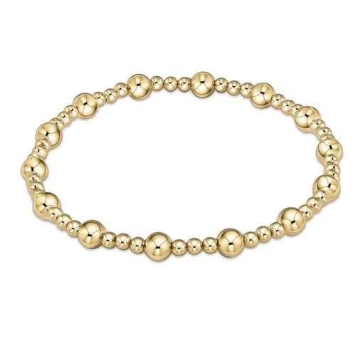 Classic Sincerity Pattern 5Mm Bead Bracelet - Gold Extends