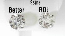 Ladies Diamond Studs 14 Karat White Gold 2.00tw Round H/I SI2 Diamonds set in Four Prong Mounting with Friction Backs