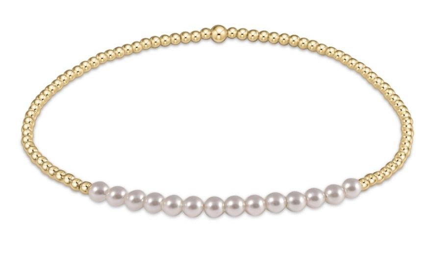 Gold Bliss 2mm Bead Bracelet - Pearl