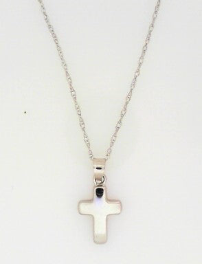 Ladies 14 Karat White Gold Cross Necklace with 18