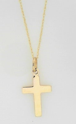 Ladies 14 Karat Yellow Gold Cross Necklace With 18