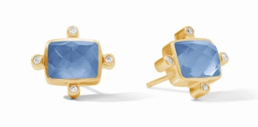 Clara Stud Iridescent Chalcedony Blue