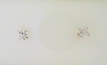 Ladies 14 Karat White Gold Diamond Stud Earrings 0.33tw Round H/I SI2 Diamonds in 4 Prong Basket Mounting