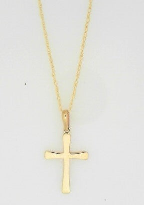 Ladies 14 Karat Yellow Gold Cross Necklace With 18