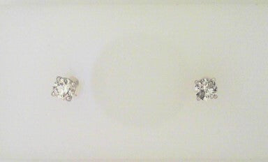 Ladies14 Karat White Gold  Diamond Stud Earrings 0.25tw Round H/I SI2 Diamonds in 4 Prong Basket Mountings