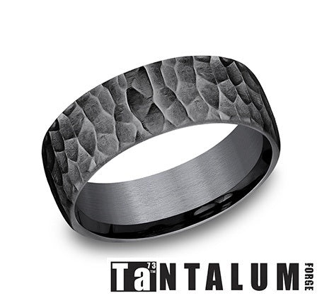 The Shredder - Darkened Tantalum European Comfort Fit with Hammered Finish - 8mm - Size 10