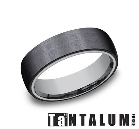 The Baron - Grey Tantalum and Black Titanium Comfort Fit with Satin Finish - 6.5mm - Size 10