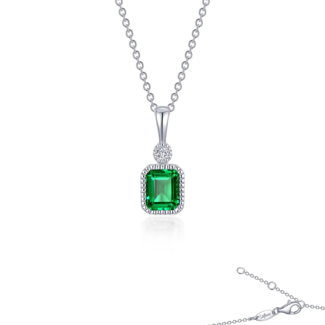 May Birthstone Necklace Sterling Silver Rhodium Plated 0.91 Ctw With Simulated Stone And Lassaire Stone 20