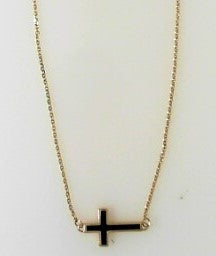 Ladies 14 Karat Yellow Gold Enamel Cross Pendant with 18