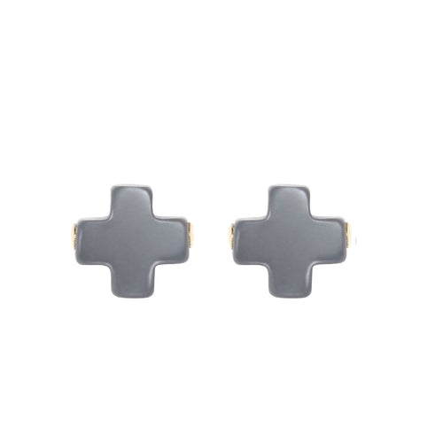 Signature Cross Stud -  Charcoal