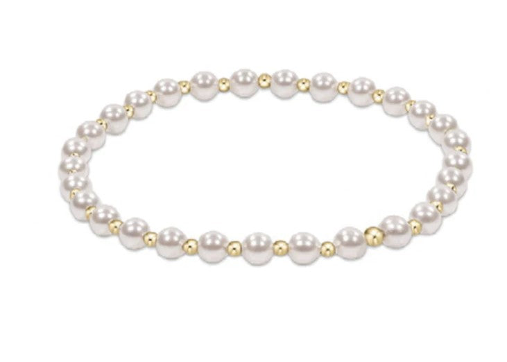 Classic Grateful Pattern 4mm Bead Bracelet - Pearl