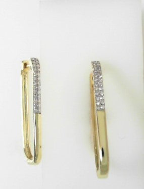 Ladies 14 Karat Yellow Gold Diamond Hoop Earrings With 0.19Tw Round G/H Si2 Diamonds