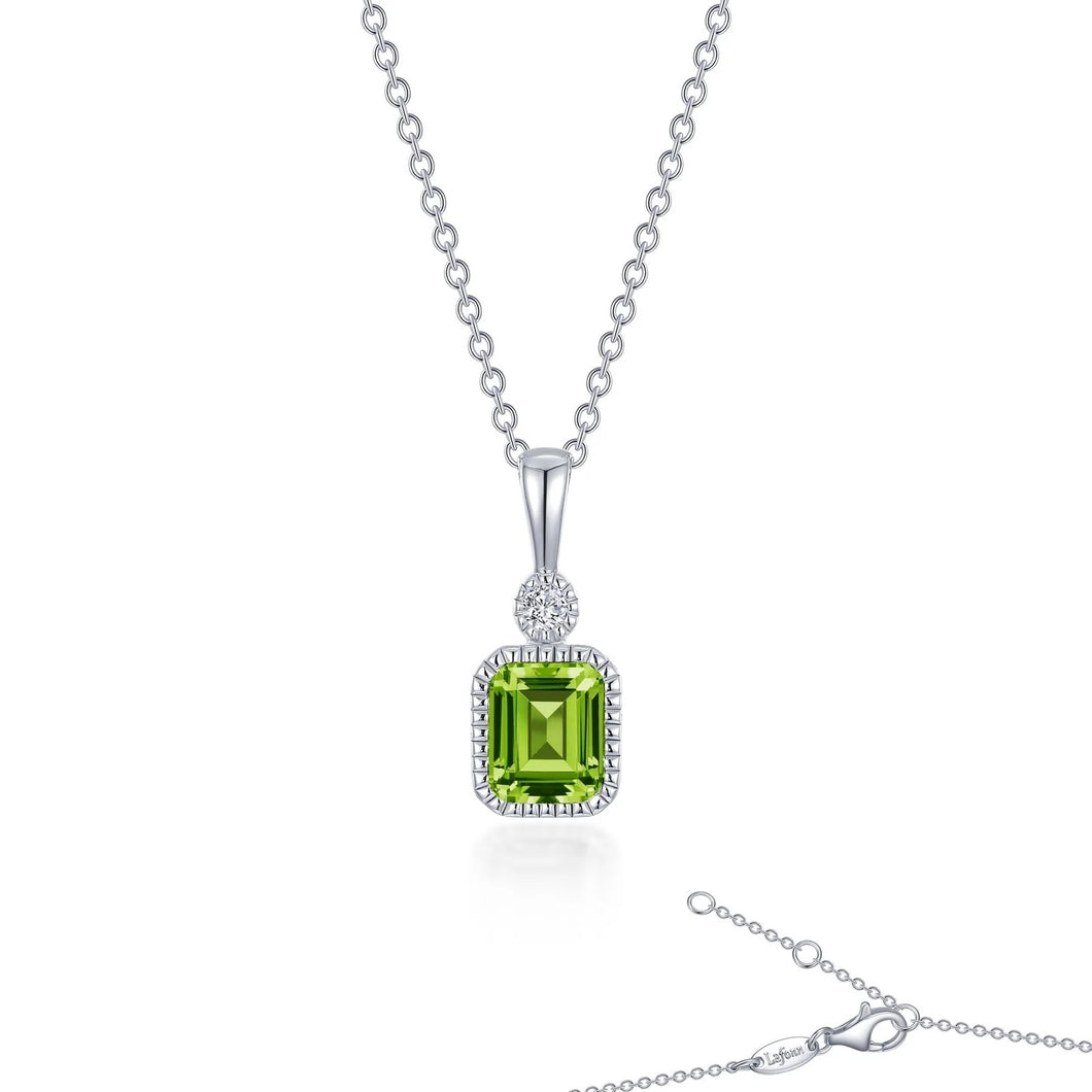 August Birthstone Necklace Sterling Silver Rhodium Plated 0.91 Ctw With Simulated Stone And Lassaire Stone 20