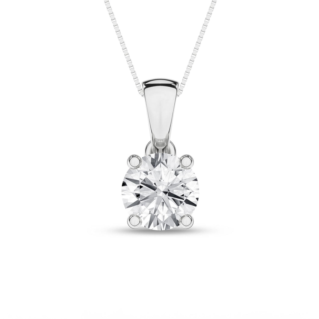 Ladies 14 Karat White Diamond Solitaire Pendant With 0.50Tw Round G/H VS2 Diamonds with 18