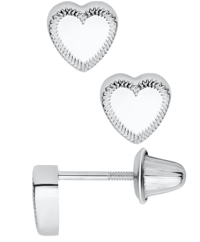 SS CHILDS ENG HEART EARRING