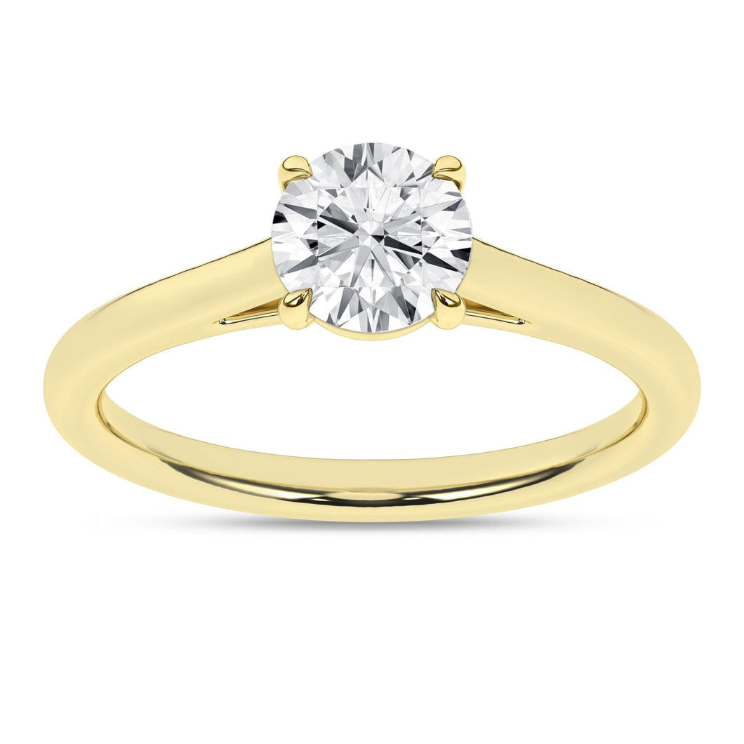 Ladies 14 Karat Yellow Gold  Diamond Solitaire Four Prong With 1.00Tw Round G/H VS2 Diamonds Size 7  IGI Certification # 23J360252403