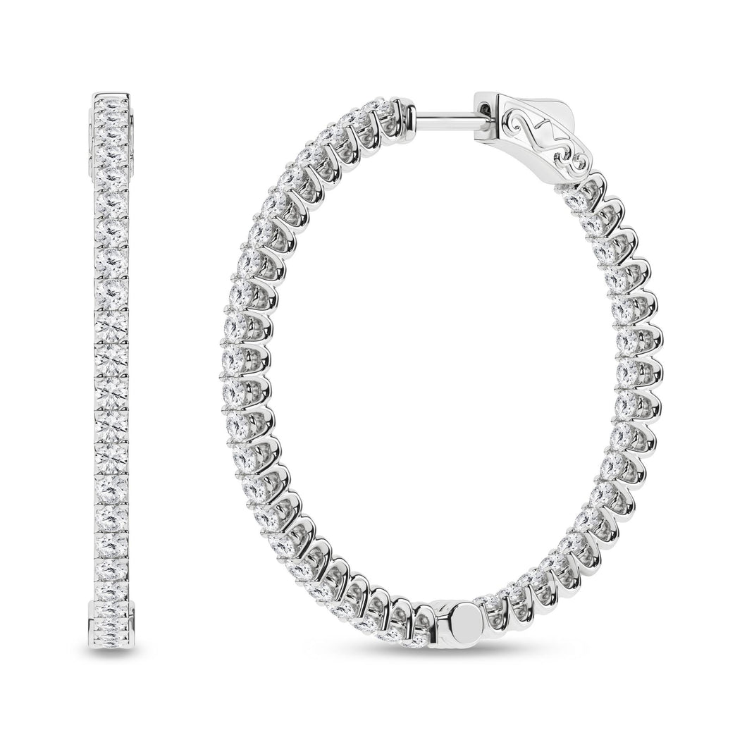 Ladies 14 Karat White Gold Diamond Inside/Outside Hoops With 3.00Tw Round G/H VS2 Diamonds Lab Grown IGI Certification # 23J355982403