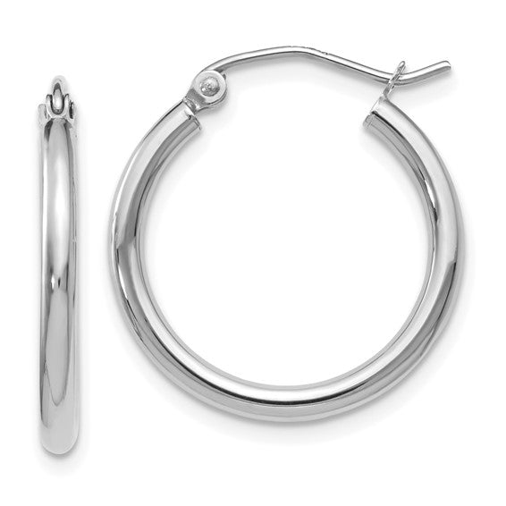 Leslie's 10 Karat White Gold Polished Hinged Hoop Earrings