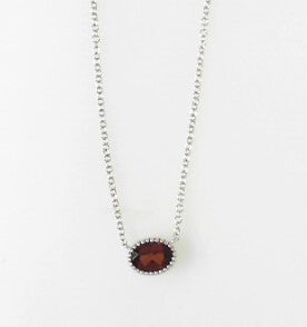 adies 14 Karat White Gold Fashion Necklace With 0.89Tw Oval Garnet with 18