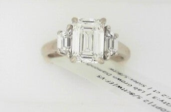 Ladies Platinum Diamond Engagement Ring With = 2.06Tw Emerald Cut F VS2 Diamond And = 0.64Tw Trapezoid F VS2 Diamonds Size 7 GIA ID#LGD241151-204 =2.70TCW Lab Grown