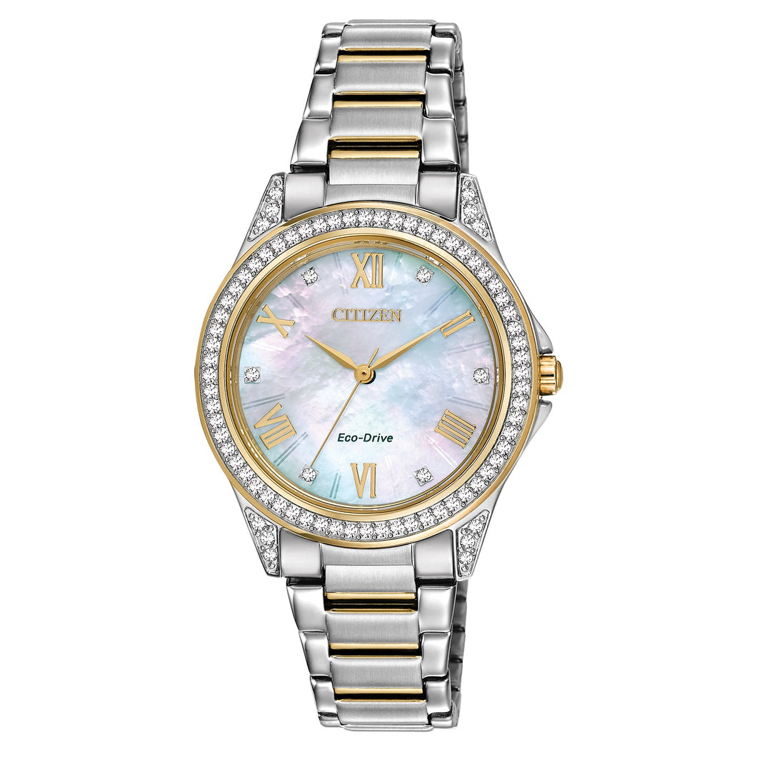 Ladies Eco-Drive WR SST BRAC WHITE