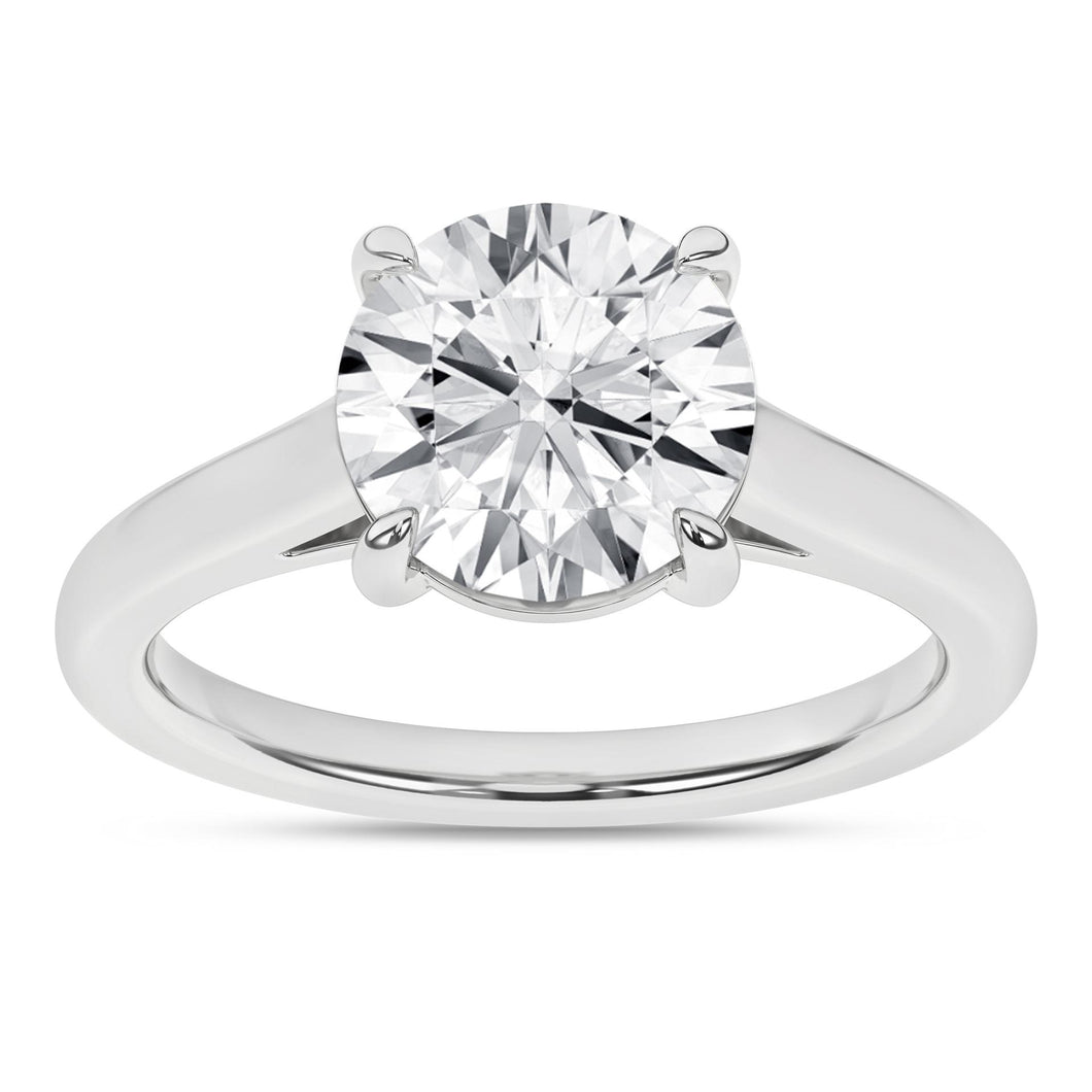 Ladies 14 Karat White Gold Diamond Four Prong Solitaire With 3.00Tw Round G/H VS2 Diamond Lab Grown IGI Certificate # 30J976832404 Size 7