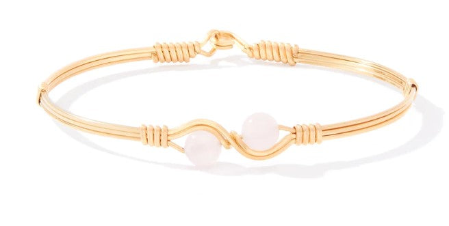 Be Mine Bracelet- 14 Karat Gold Artist Wire With Rose Quartz- Size 8.00