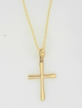 Ladies 14 Karat Yellow Gold Cross Necklace With 18