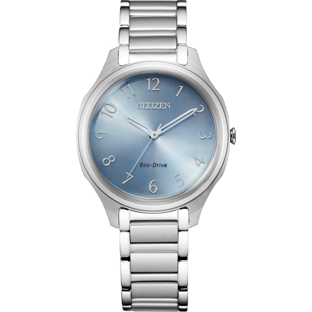 Ladies Eco-Drive WR50 SS BRAC BLUE