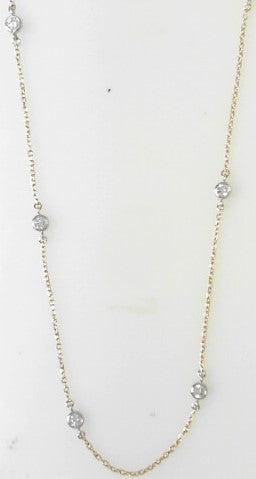 Ladies 14 Karat Yellow Gold Diamond Station Necklace Diamond  With 0.52Tw Round G/H Si2 Diamonds 18