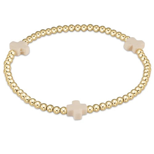 Egirl Signature Cross Bracelet Gold 3mm- Off-White