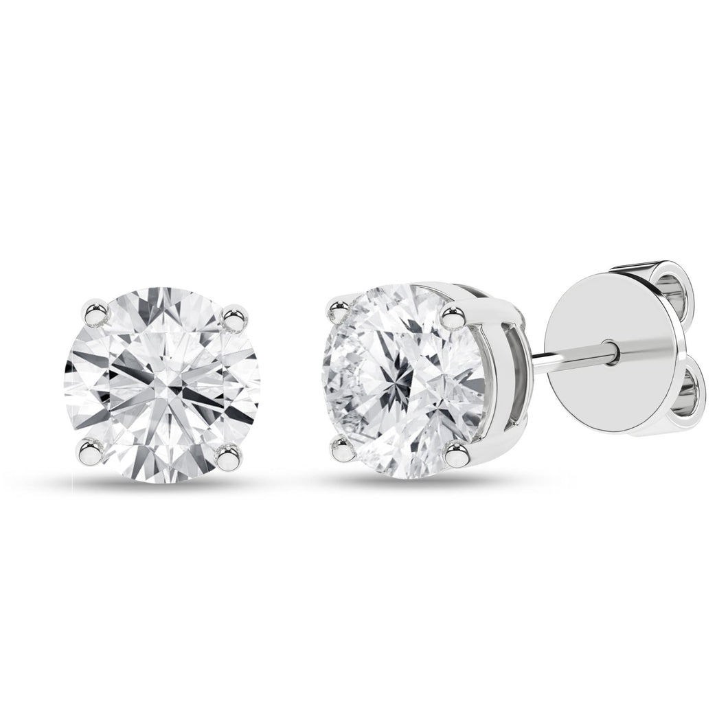 Ladies 14 Karat White Gold Diamond Studs Four Prong Mounting With 1.45Tw Round G/H VS2 Diamonds IGI Certification #  39J344842406