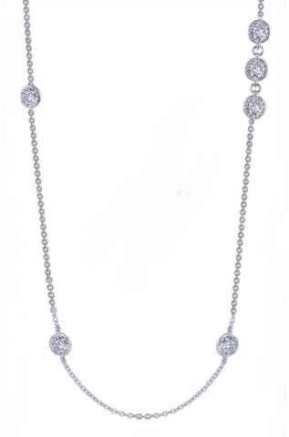 Sterling Silver Rhodium Plated Station Necklace with 36