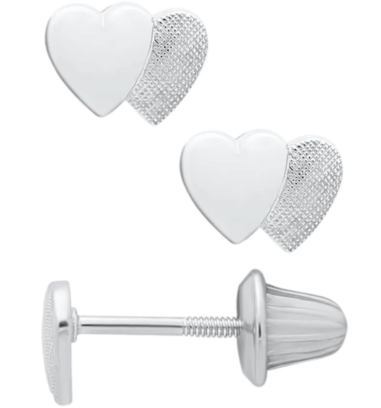 KK STERLING DBL HEART EARRING