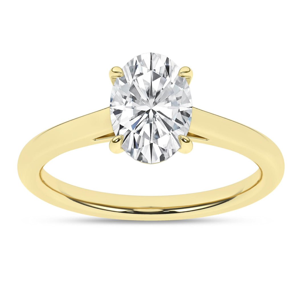 Ladies 14 Karat Yellow Gold Diamond Solitaire Engagement Ring With Center Stone 1.50Tw Oval G/H VS2 Diamond Lab Grown IGI Certificate #30J975982404 Size 7