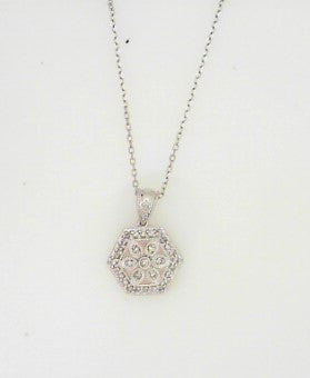 Ladies 14 Karat White Gold Diamond Necklace With 0.16Tw Round G/H Si2 Diamonds with 16