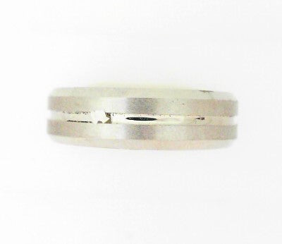 7MM Flat Brushed Cobalt Band With Polished Center Groove & Beveled Edge Size 12