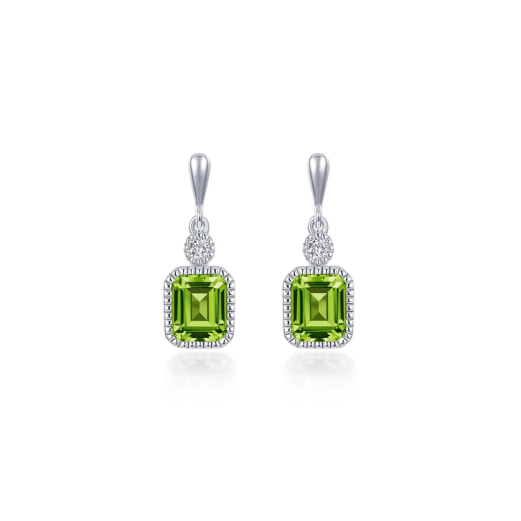 August Birthstone Earrings Sterling Silver Rhodium Plated 1.82 Ctw With Simulated Stone And Lassaire Stone