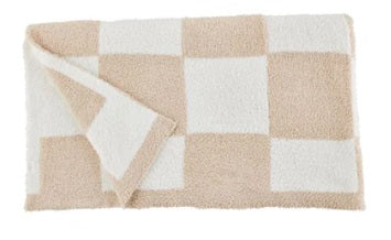 Chenille Checkered Blanket- Tan