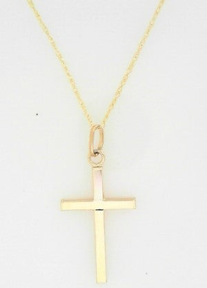 Ladies 14 Karat Yellow Gold Cross Necklace With 18