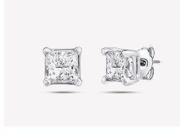 Ladies 14 Karat White Gold Diamond Studs With 1.00Tw Princess G/H VS2 Diamonds Lab Grown Diamonds IGI Certification # 23J353952403