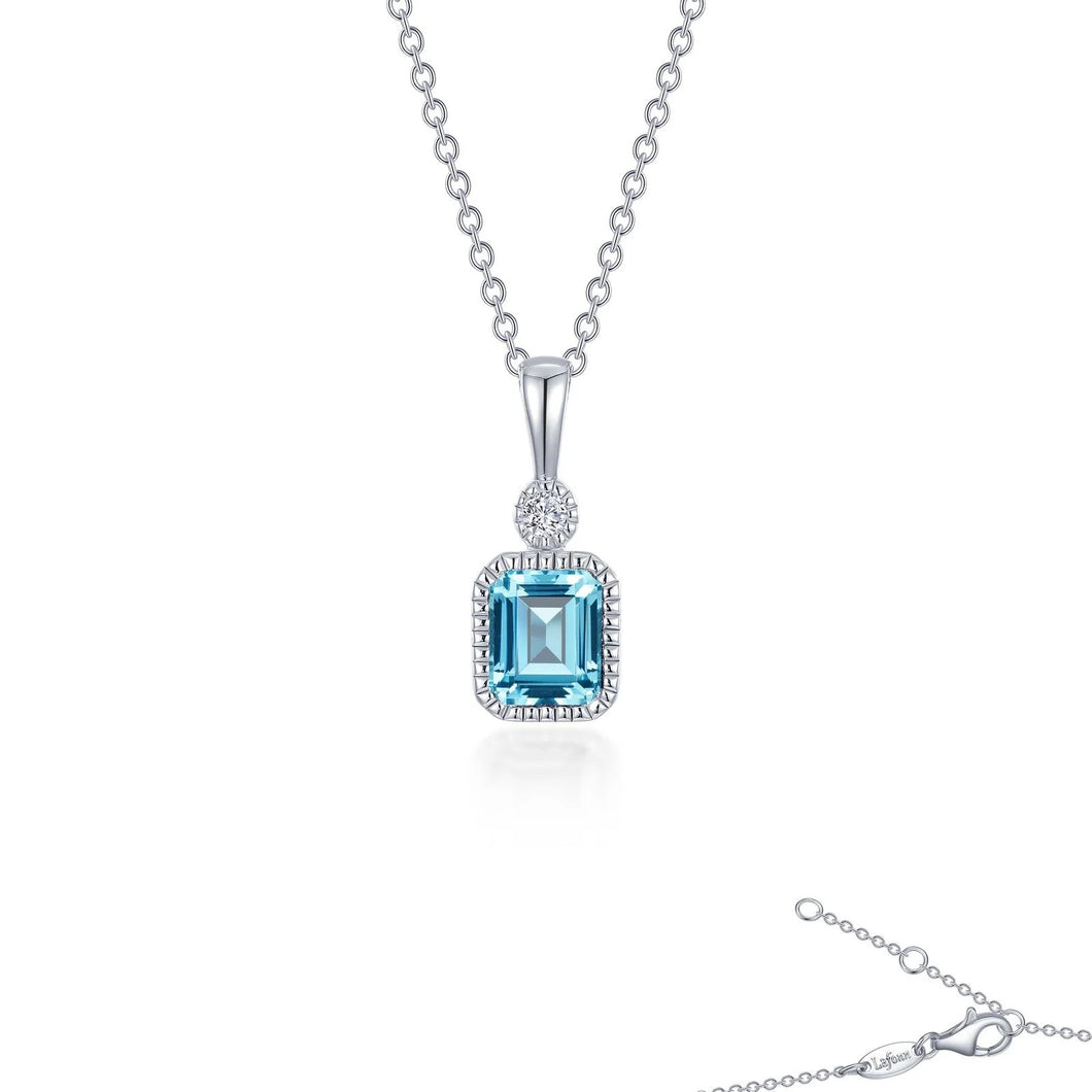 March Birthstone Necklace Sterling Silver Rhodium Plated 0.91 Ctw With Simulated Stone And Lassaire Stone 20