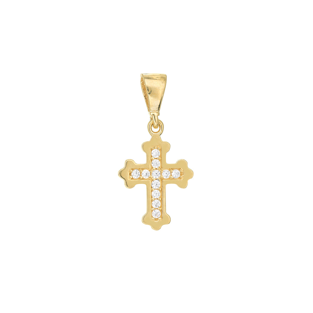 Ladies 14 Karat Yellow Gold CZ Mini Cross