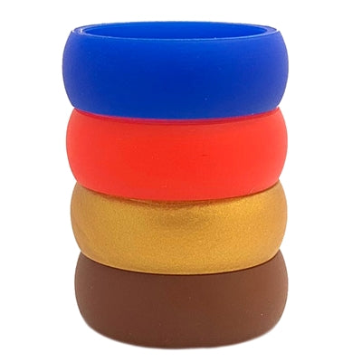 Men's Navy Silicone Combo Pack - Blue, Red, Gold, Brown - Size 8